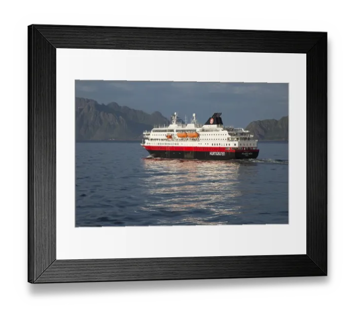 Framed Print : Hurtigruten Coastal Express ferry ship Richard With Framed Print : Hurtigruten Coastal Express ferry ship Richard With