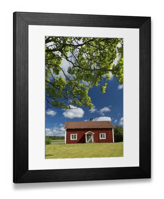 Framed Print : House painted Falu red, Smaland, Sweden, Europe Framed Print : House painted Falu red, Smaland, Sweden, Europe