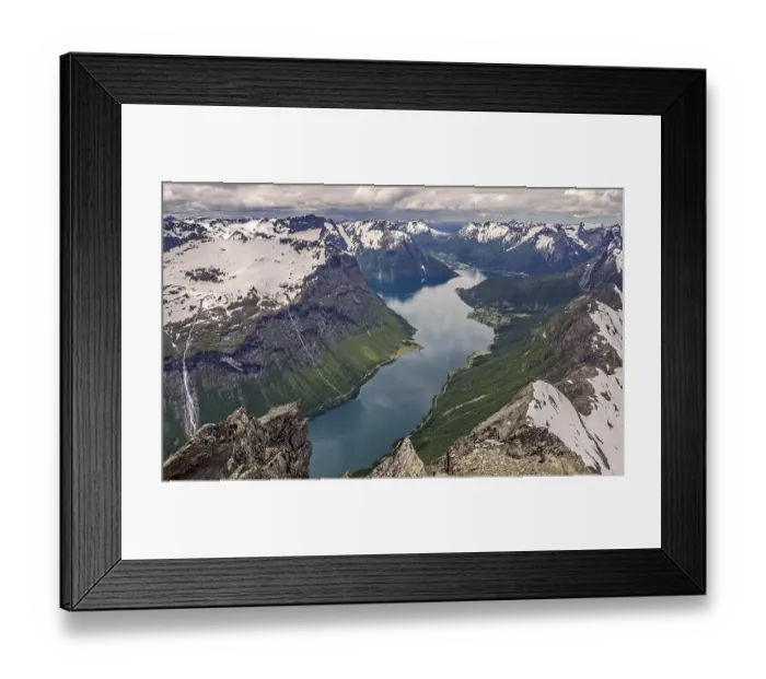 Framed Print : Norangsfjord, mouth of Storfjorden at the rear left