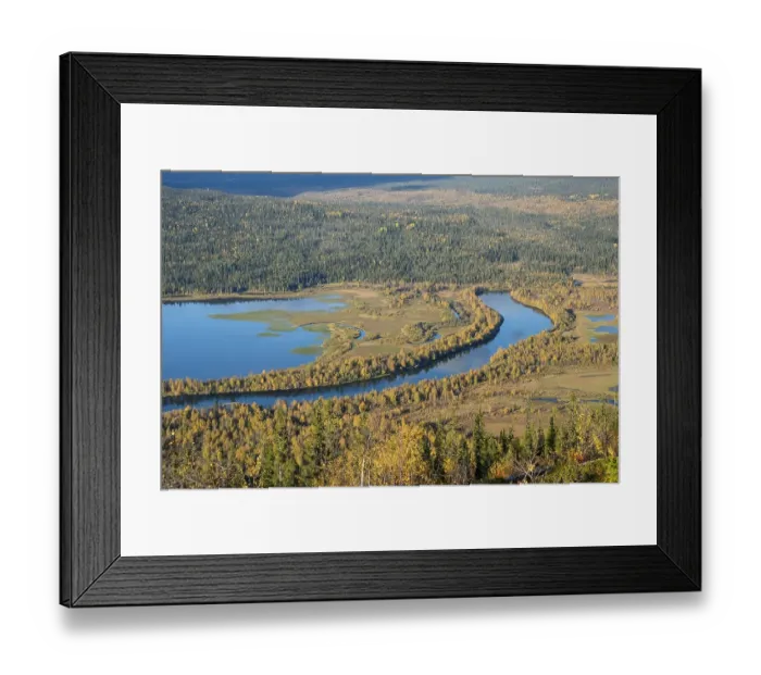 Framed Print : River landscape in autumn, view from Mount Nammasj