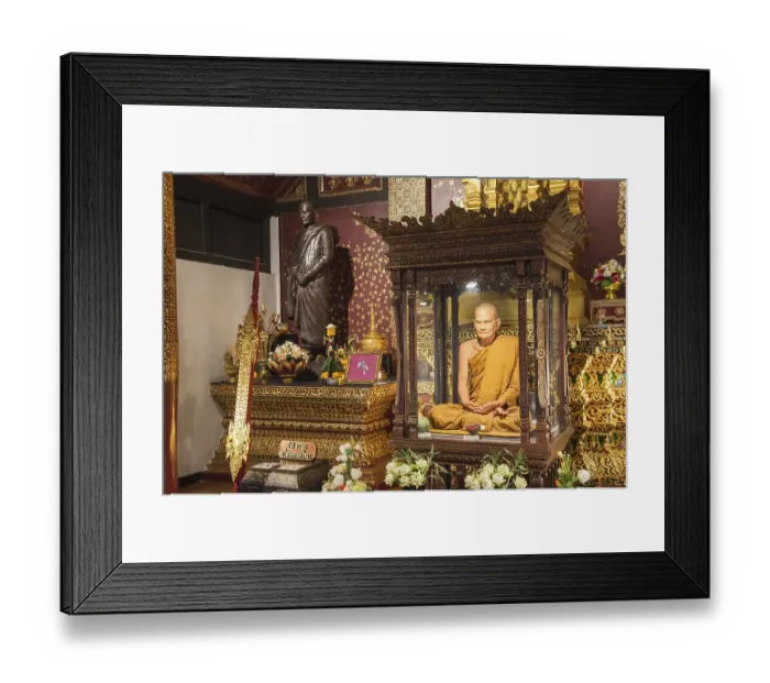 Framed Print : Life-like statue of a revered monk