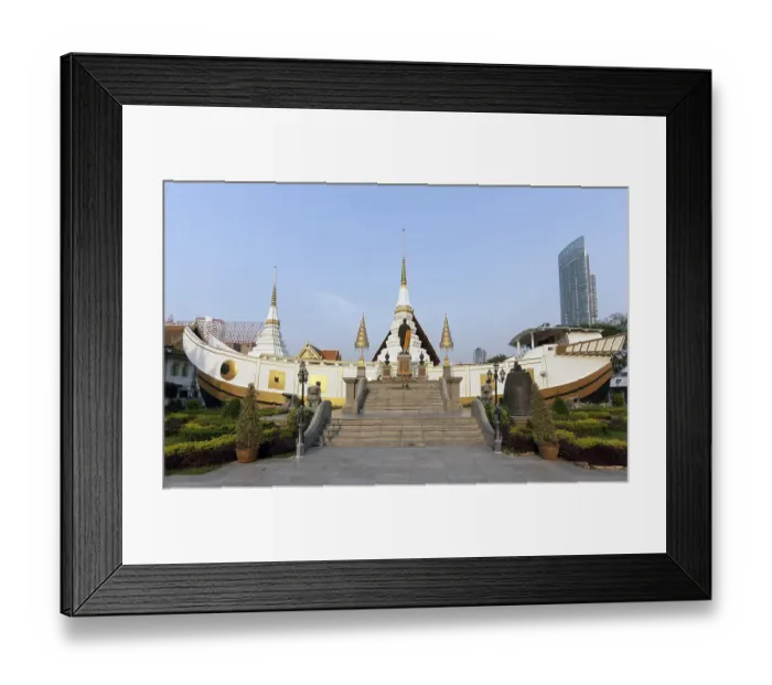 Framed Print : Buddhist temple in the form of a Chinese junk, Wihan of Wat Yannawa, business district Sathon, Bangkok, Thailand, Asia