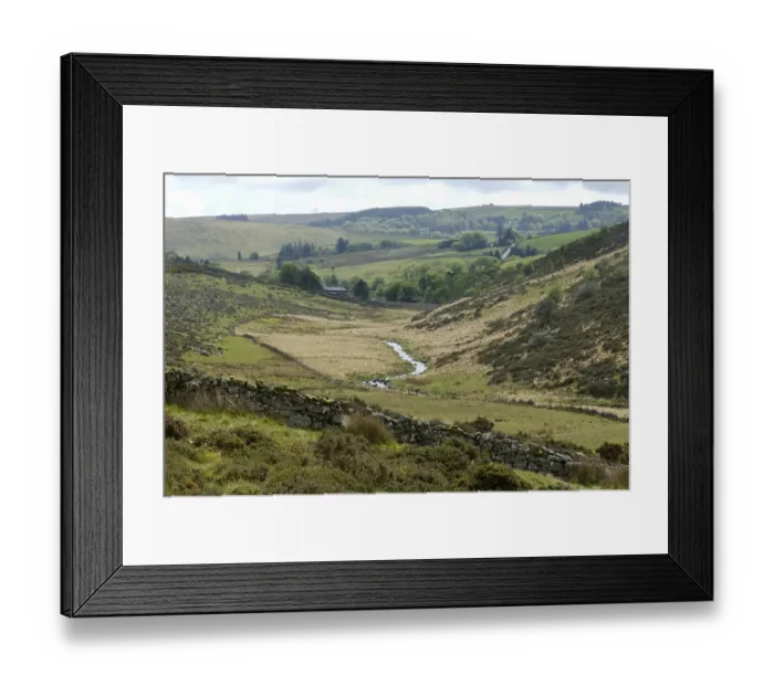 Framed Print : Valley of the river Dart near Two Bridges Dartmoor National Park Devon England