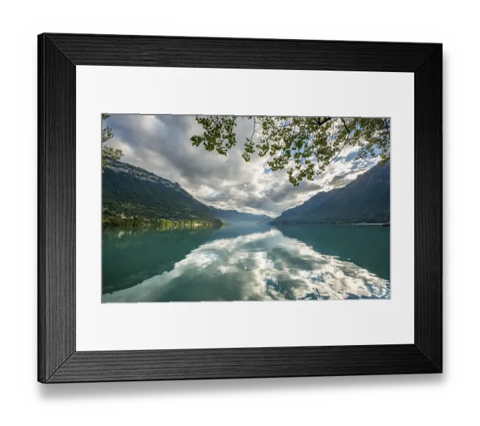 Framed Print : Reflection in Lake Brienz, Cloudy sky Framed Print : Reflection in Lake Brienz, Cloudy sky