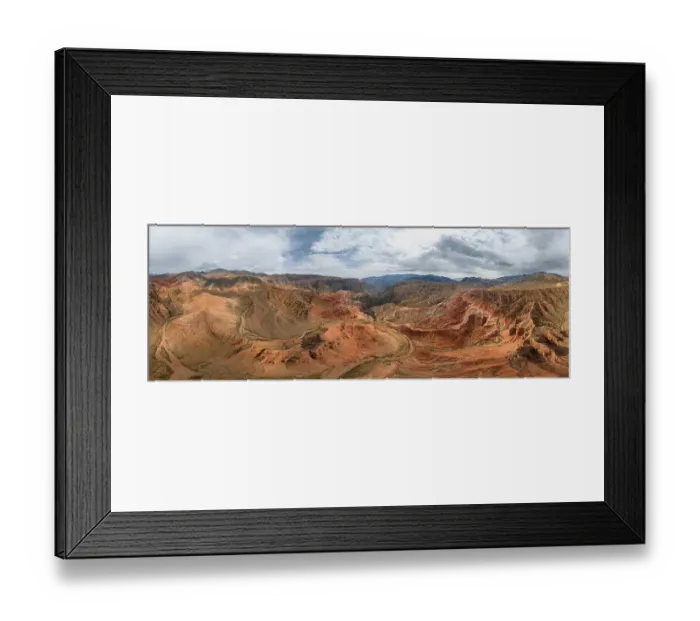Framed Print : Panorama, Eroded mountain landscape Framed Print : Panorama, Eroded mountain landscape