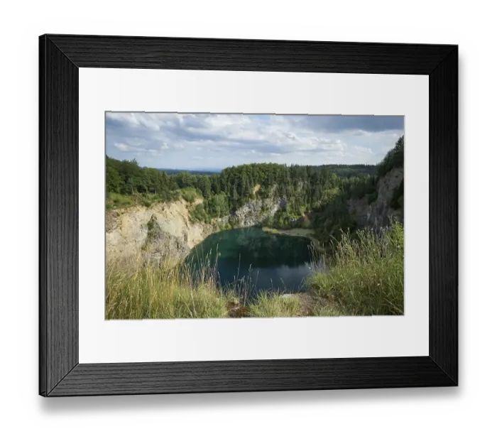 Framed Print : Crater lake, northernmost Hegau volcano Hoewenegg near Immendingen, district of Tuttlingen, Baden-Wuerttemberg, Germany, Europe