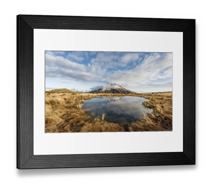 Framed Print : Reflection in Pouakai Tarn, stratovolcano Mount Taranaki or Mount Egmont Framed Print : Reflection in Pouakai Tarn, stratovolcano Mount Taranaki or Mount Egmont