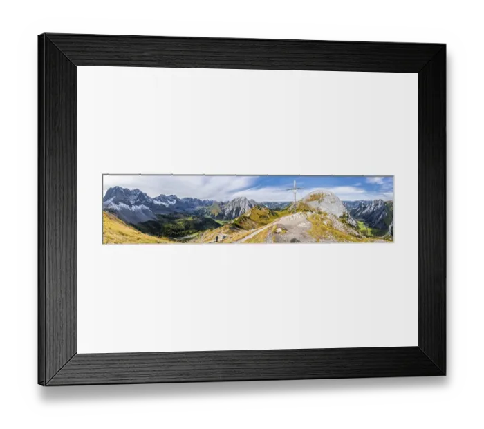 Framed Print : Alpine panorama, summit with summit cross of the Hahnenkampl Framed Print : Alpine panorama, summit with summit cross of the Hahnenkampl