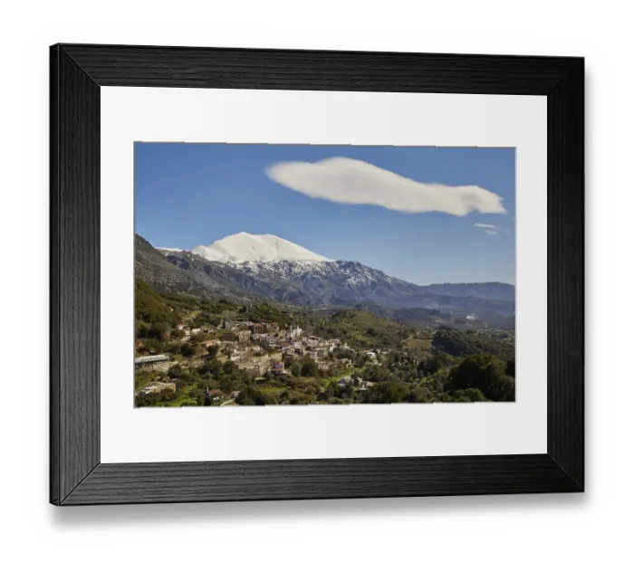 Framed Print : Spring in Crete, Snow-capped mountain
