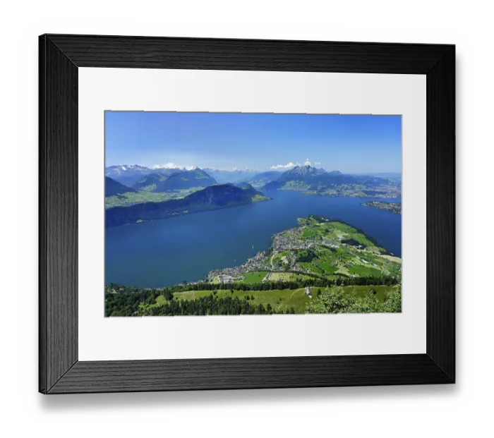 Framed Print : View from Kaenzeli of the village of Weggis on Lake Lucerne