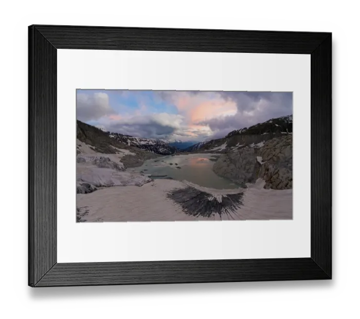 Framed Print : Aerial view over the Rhone glacier with the glacial lake