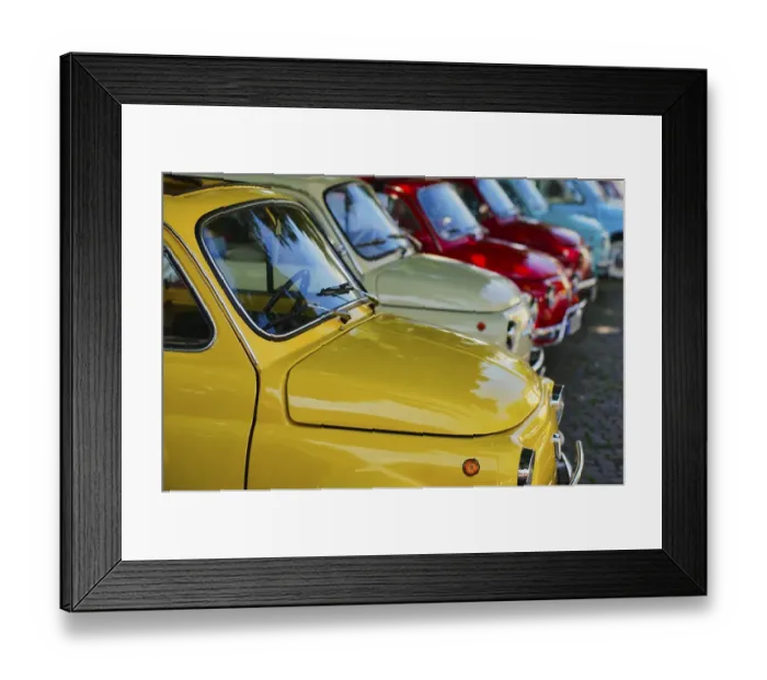 Framed Print : Various parked Fiat Nuova 500 Cinquecento Framed Print : Various parked Fiat Nuova 500 Cinquecento