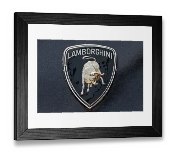 Framed Print : Old Lamborghini logo, wordmark with an image of a bull Framed Print : Old Lamborghini logo, wordmark with an image of a bull