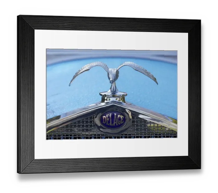 Framed Print : Historical radiator figure and brand emblem Delage Framed Print : Historical radiator figure and brand emblem Delage
