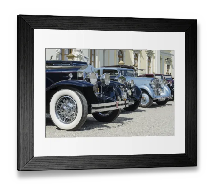 Framed Print : Historic, vintage Rolls-Royce cars are parked in front of Schloss Ludwigsburg Palace
