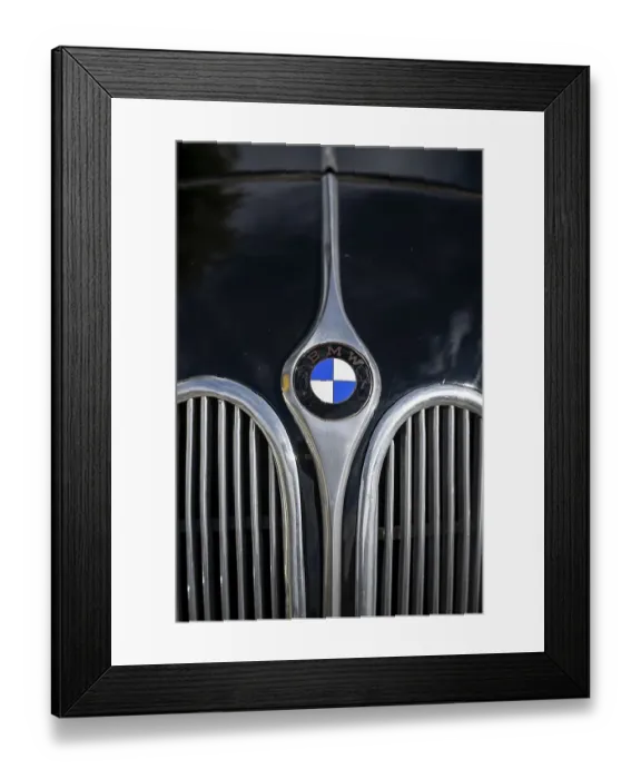 Framed Print : Close-up of a BMW classic car with company logo Framed Print : Close-up of a BMW classic car with company logo