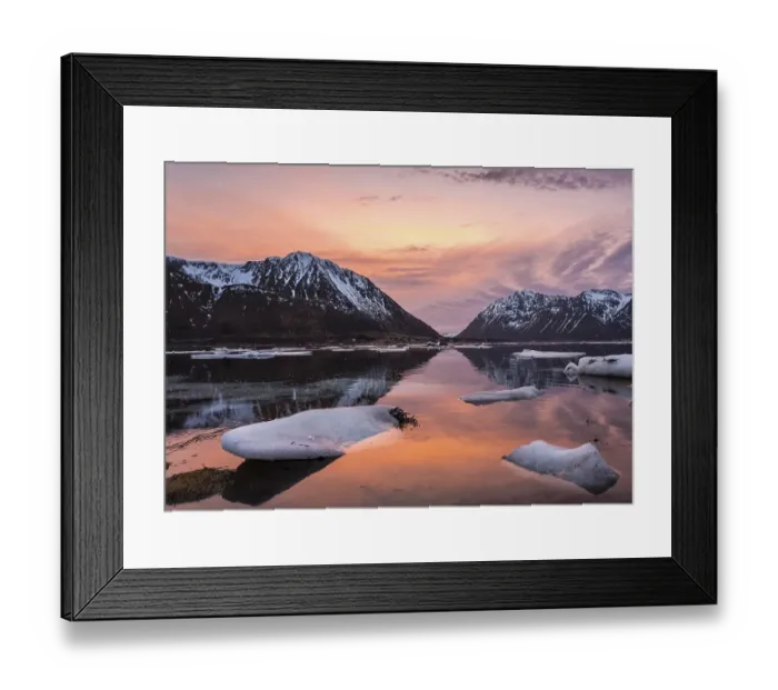 Framed Print : Sunset on the coast of Gimsoy in winter Framed Print : Sunset on the coast of Gimsoy in winter