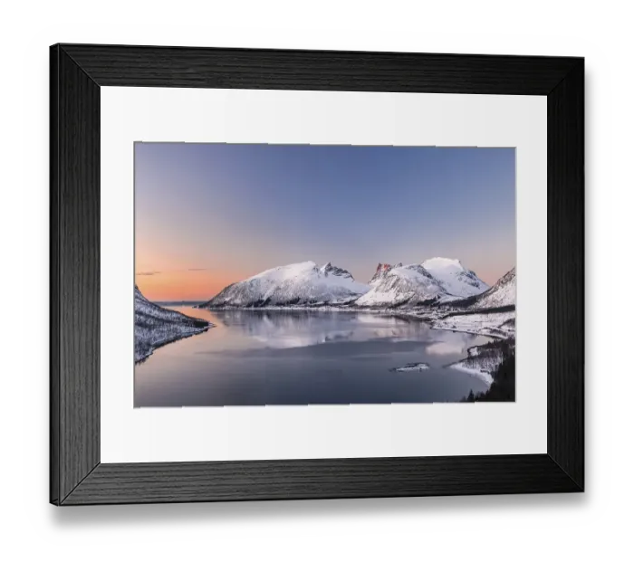Framed Print : View of fjord in evening atmosphere Framed Print : View of fjord in evening atmosphere