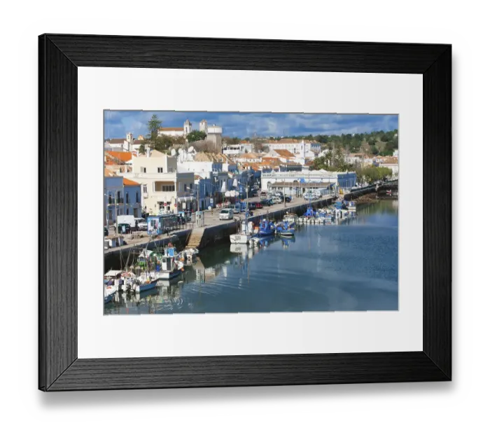 Framed Print : Tavira and harbor, Algarve, Portugal, Europe