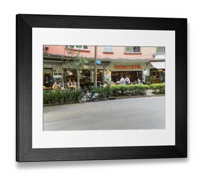Framed Print : Parrilladas Bariloche restaurant and other street cafes Framed Print : Parrilladas Bariloche restaurant and other street cafes