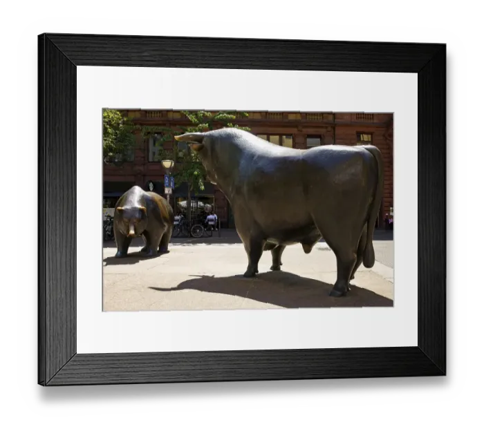 Framed Print : Bull and Bear on the Stock Exchange Square