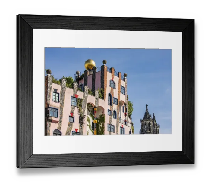 Framed Print : Facade of the architectural work of art Green Citadel and Magdeburg Cathedral