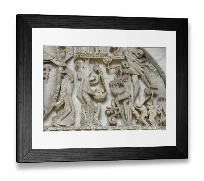 Framed Print : Famous tympanum of Saint-Lazare Cathedral with the Last Judgement, detail, Autun, Departement Saone-et-Loire, Region Bourgogne-Franche-Comte, Burgundy, France, Europe Framed Print : Famous tympanum of Saint-Lazare Cathedral with the Last Judgement, detail, Autun, Departement Saone-et-Loire, Region Bourgogne-Franche-Comte, Burgundy, France, Europe