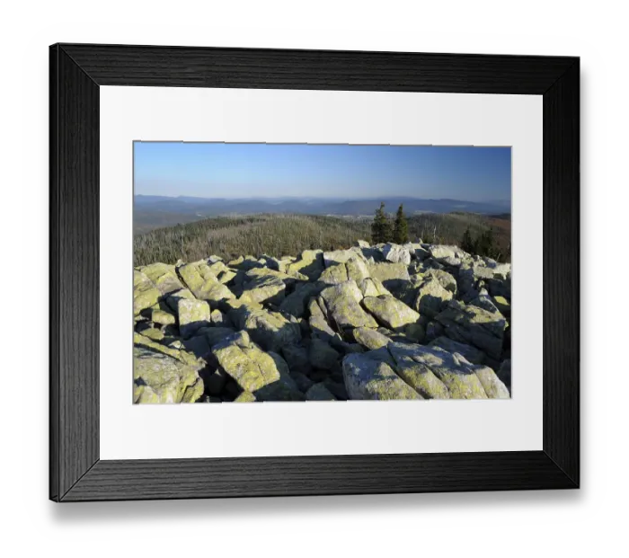 Framed Print : Lusen, 1373 meters, sea of granite blocks on the summit