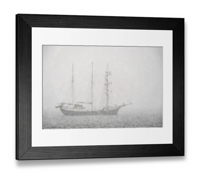 Framed Print : Barkentine Antigua in the snow drift Framed Print : Barkentine Antigua in the snow drift
