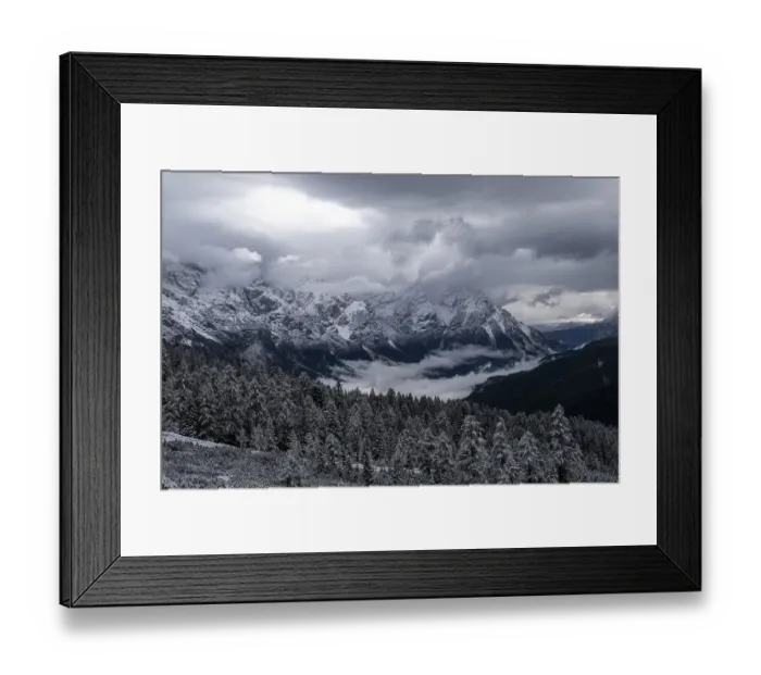 Framed Print : Winter landscape in the mountains of the Dolomites