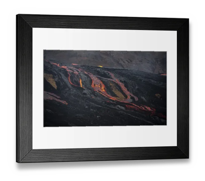 Framed Print : Glowing lava, lava flow, lava field