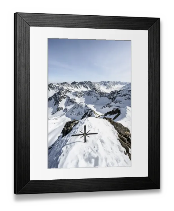 Framed Print : Summit ridge of Sulzkogel, view of snow-covered mountain panorama Framed Print : Summit ridge of Sulzkogel, view of snow-covered mountain panorama