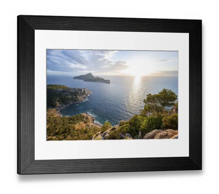 Framed Print : View of mountains and coast with sea Framed Print : View of mountains and coast with sea