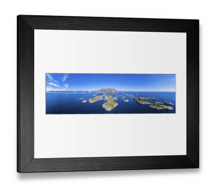 Framed Print : Aerial view, Henningsvaer with football stadium Framed Print : Aerial view, Henningsvaer with football stadium