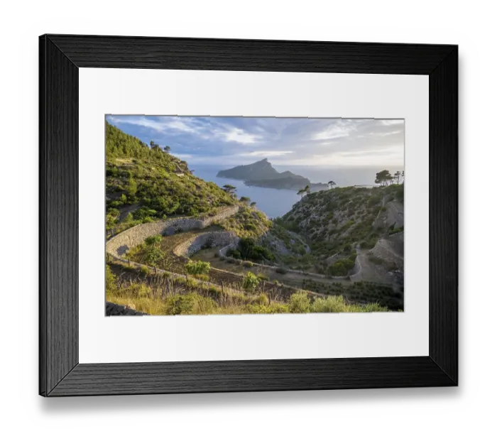 Framed Print : Mountains and coast with sea, at sunset Framed Print : Mountains and coast with sea, at sunset