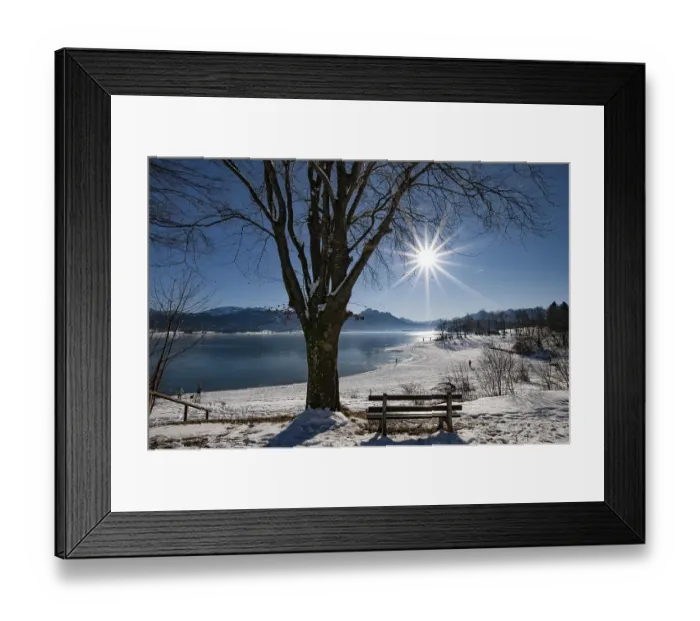 Framed Print : Winter idyll on Lake Forggensee in the Allgaeu Framed Print : Winter idyll on Lake Forggensee in the Allgaeu
