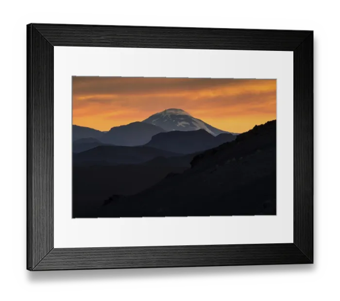 Framed Print : Evening light, volcanic cone Hekla