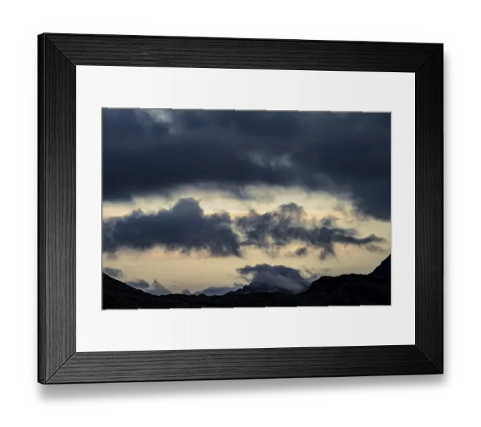 Framed Print : Dramatic clouds over Engadine mountains at blue hour Framed Print : Dramatic clouds over Engadine mountains at blue hour