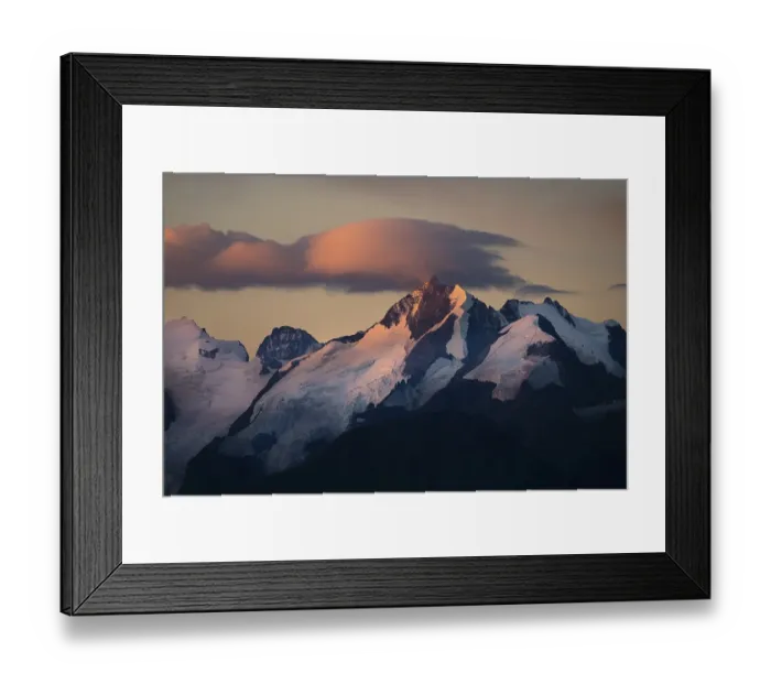 Framed Print : Summit of the Bernina Group with dramatic cloudy sky Framed Print : Summit of the Bernina Group with dramatic cloudy sky