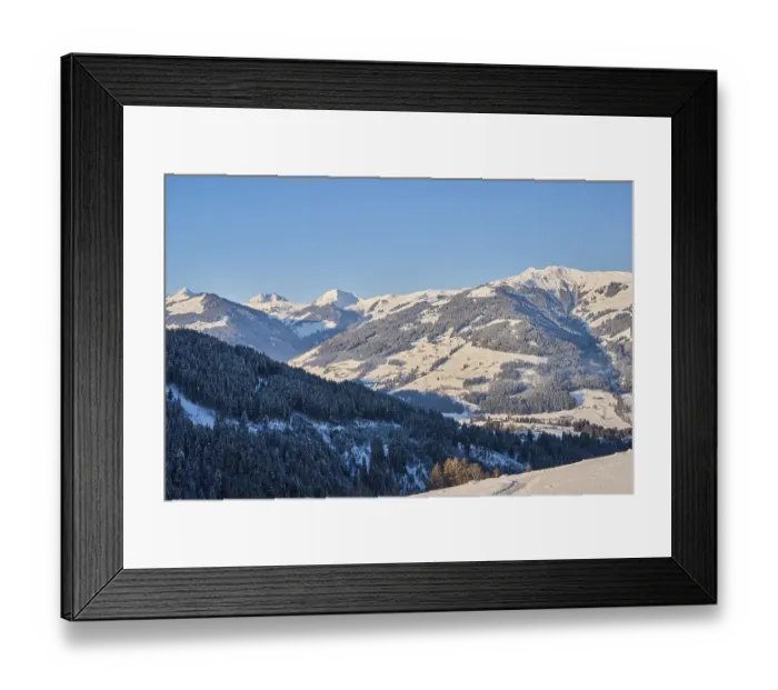 Framed Print : View on to the mountains from Wildpark Aurach in winter Framed Print : View on to the mountains from Wildpark Aurach in winter