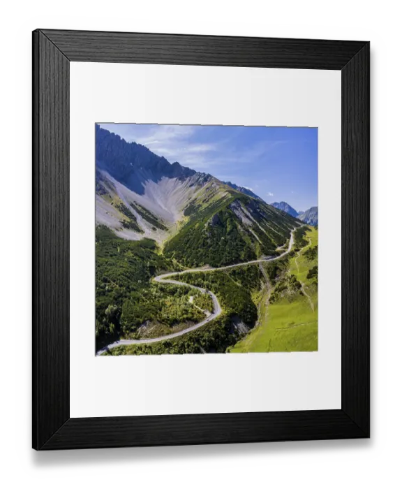 Framed Print : Drone shot, winding mountain road Framed Print : Drone shot, winding mountain road