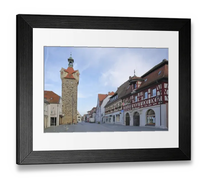 Framed Print : Historic tower and half-timbered house Beyschlagsche Apotheke