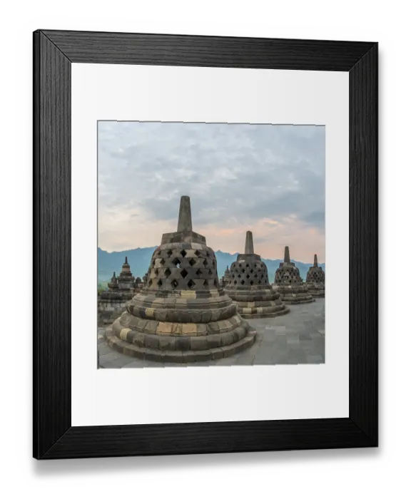 Framed Print : Borobudur temple, stupas, cloudy sky, Borobudur, Yogyakarta, Java, Indonesia, Asia