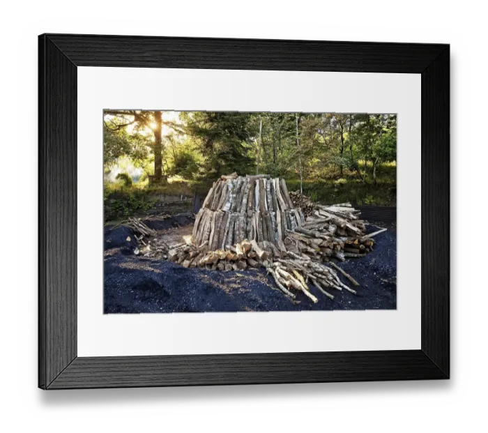 Framed Print : Charcoal pile with logs, Walpersdorf