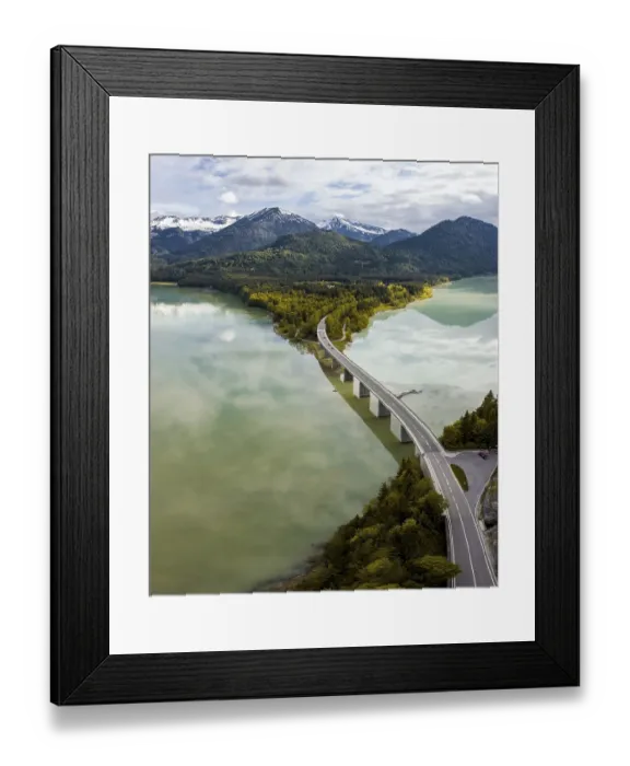 Framed Print : Sylvenstein lake and Faller-Klamm bridge