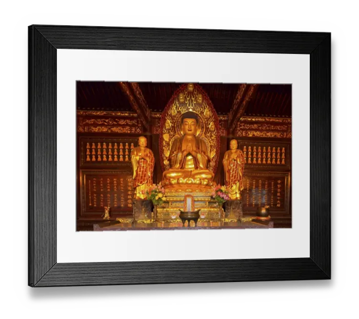 Framed Print : Golden Buddha statue and relics inside the Giant Wild Goose Pagoda Framed Print : Golden Buddha statue and relics inside the Giant Wild Goose Pagoda