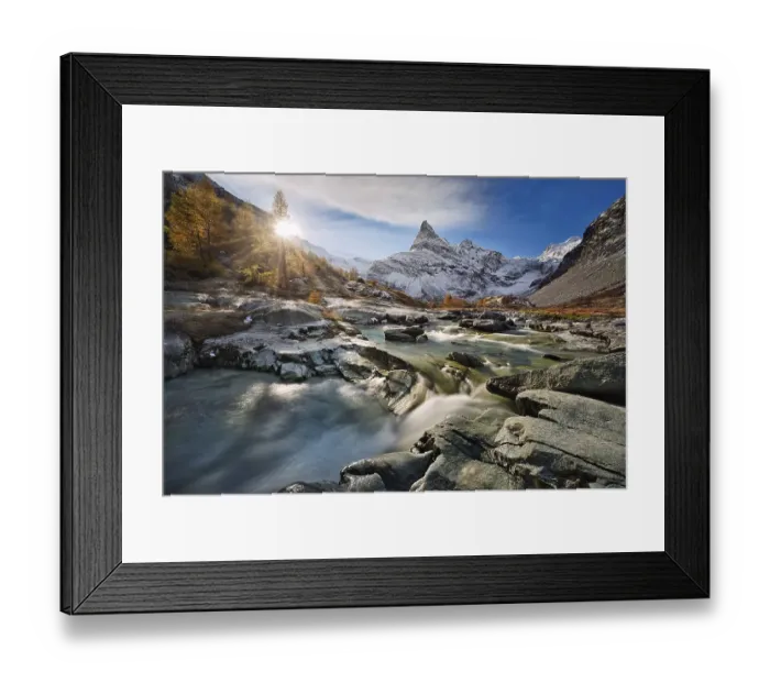 Framed Print : Sunrise at Ferpecle, behind it snowy Mont Mine Framed Print : Sunrise at Ferpecle, behind it snowy Mont Mine