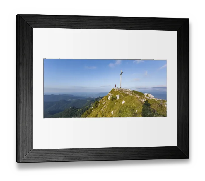 Framed Print : Summit cross, summit of the Benediktenwand in the evening light Framed Print : Summit cross, summit of the Benediktenwand in the evening light