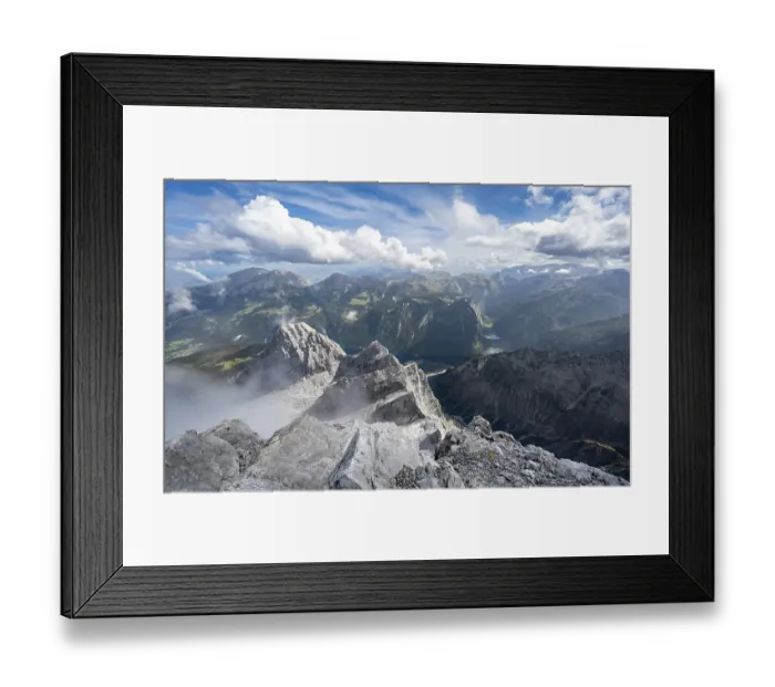 Framed Print : View from the rocky summit of the Watzmann Mittelspitze Framed Print : View from the rocky summit of the Watzmann Mittelspitze