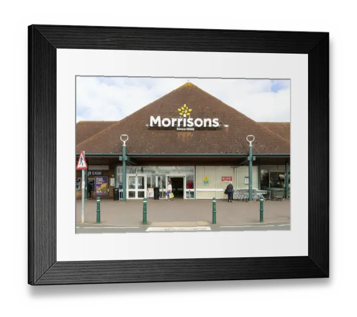 Framed Print : Morrisons superstore supermarket shop store Framed Print : Morrisons superstore supermarket shop store